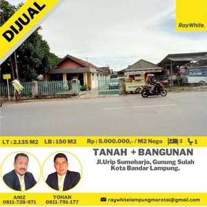 Dijual Tanah Bangunan di Jl.Urip Sumoharjo, Bandar Lampung (kode: yoni