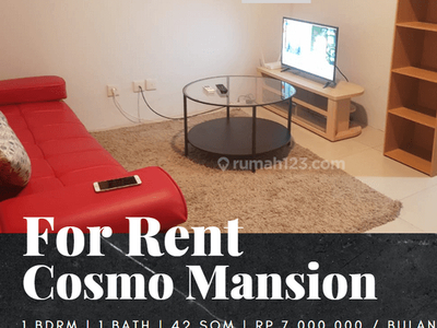 Disewakan Apartemen Cosmo Mansion 1 Bedroom Lantai Sedang Furnished