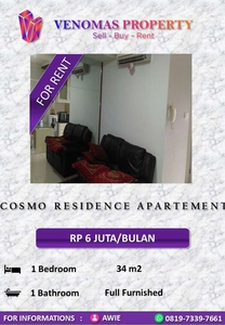 Disewakan Apartement Cosmo Residence 1BR Fully Furnished Lantai Tinggi