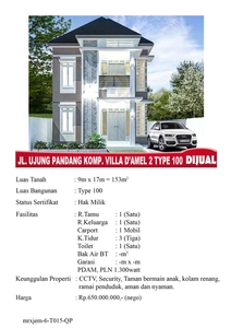 Jalan Ujung Pandang Komp. Villa D'Amel 2 Type 100