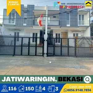 Rumah dijual Jatiwaringin Bekasi, Baru 2 Lantai SHM, Dekat ke LRT City