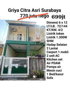 Rumah Murah Griya Citra Asri Benowo Surabaya dkt Citraland Nego
