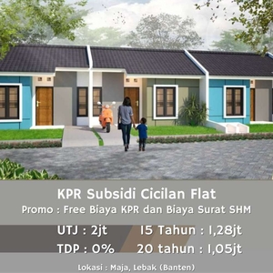 Rumah subsidi, cicilan flat 1 jt, dp 0%, 2 kamar dekat stasiun KRL
