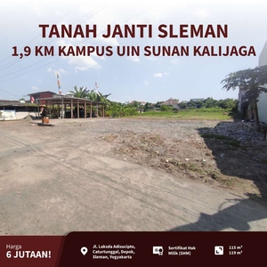 Tanah Investasi 1,4 Km Kampus 4 Atma Jaya Sleman Yogjakarta SHM