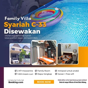 Villa keluarga Syariah depan JTP-3 disewakan