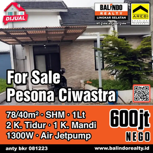 Dijual rumah sayap Buah Batu Pesona Ciwastra harga 600 Jutaan