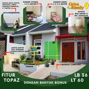 Dijual Rumah Subsidi Type 36/60 Tanpa Renovasi Griya Family 4 Cibitung