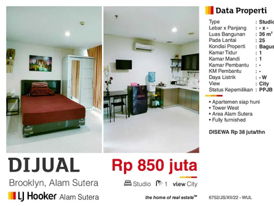 Disewa Apartemen Studio Furnished Dekat Living World Mall Alam Sutera