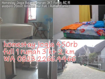 Homestay Jogja Bulanan Harian 3KT Furnis AC Malioboro 20mnt Amikom Har