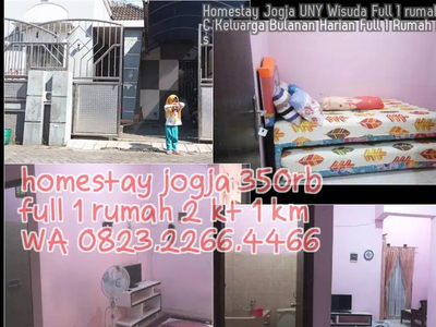 Homestay Jogja UNY Wisuda Full 1 rumah 2KT AC Keluarga Bulanan Harian