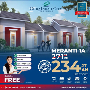 Rumah DP 0% FREE PPN Meranti 1A Citra Indah City Timur Cibubur