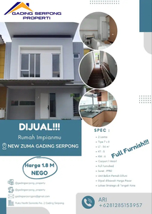 Dijual cepat Rumah full furnish NEW ZUMA at malibu village belum pakai