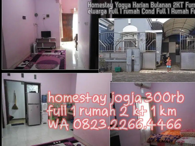 Homestay Yogya Harian Bulanan 2KT Furnis AC Keluarga Full 1 rumah Cond