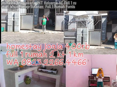Homestay Yogyakarta 2KT Keluarga AC Full 1 rumah Wisud Harian Bulanan