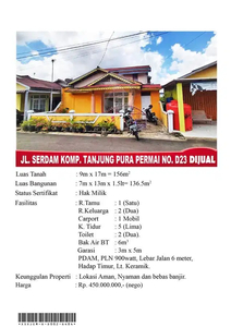 Rumah Jalan Serdam Komp Tanjung Pura Permai