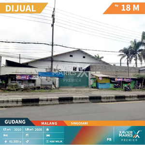 Dijual Gudang Luas Strategis Tepi Jalan Raya Singosari Malang