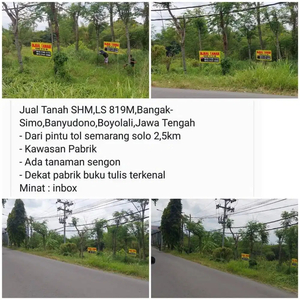 DIJUAL TANAH BANGAK-SIMO, BANYUDONO, BOYOLALI