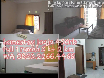 Homestay Jogja Harian Bulanan Malioboro 20mnt 3KT AC Strategis Wisuda