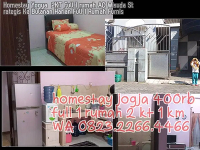 Homestay Yogya 2KT Full 1 rumah AC Wisuda Strategis Ke Bulanan Harian