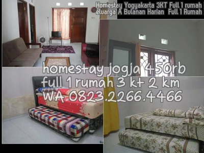 Homestay Yogyakarta 3KT Full 1 rumah Furnis Keluarga A Bulanan Harian