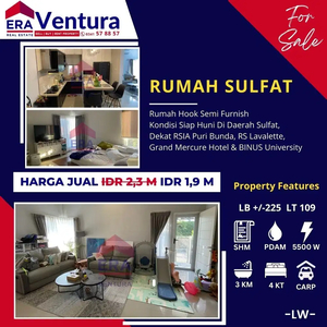 Rumah Hook Semi Furnish Di Daerah Sulfat, Dekat Grand Mercure & BINUS