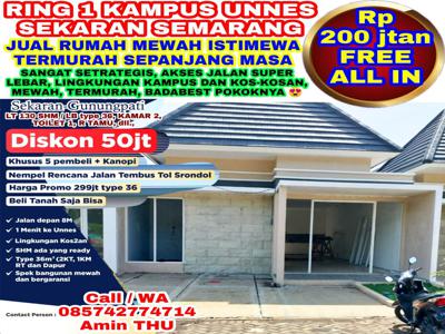 JUAL RUMAH MEWAH SHM TERMURAH DI RING 1 KAMPUS UNNES SEKARAN SEMARANG ISTIMEWA