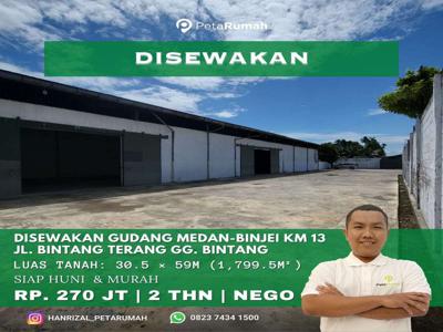 DISEWA GUDANG Medan-Binjai Km 13
