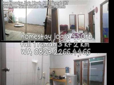 Sewa Homestay Jogja Wisuda AC Fll 1 rumah 3KT UPN Minom Harian Bulanan