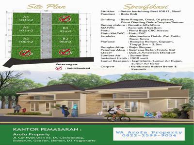 Dijual Rumah Type 55/95 Rp 583 juta di Utara Jl Godean KM 9 Yogyakarta