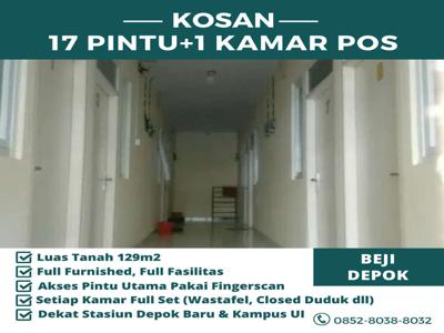 Jual Kosan 17 Pintu Plus 1 Kamar Pos Full Furnished Beji Dekat Stasiun