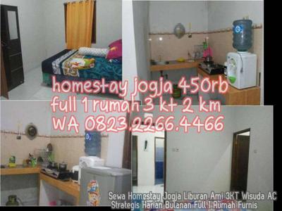 Sewa Homestay Jogja Liburan Ami 3KT Wisuda AC Strategis Harian Bulanan