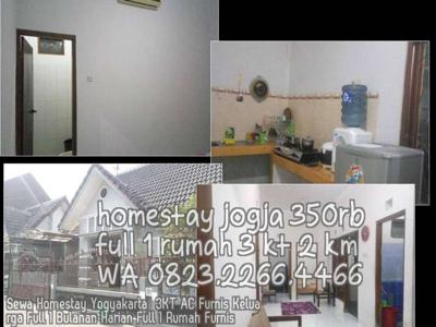 Sewa Homestay Yogyakarta 3KT AC Furnis Keluarga Full 1 Bulanan Harian