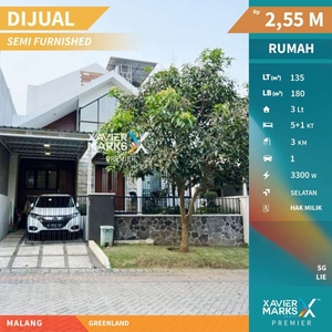 Dijual Rumah Cantik Semi Furnished di Greenland - Tidar, Malang