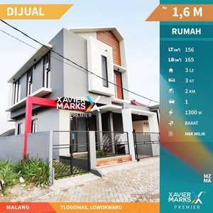 i024Dijual Rumah 3 Lantai Split level Bangunan Baru Dekat UMM Tlogomas