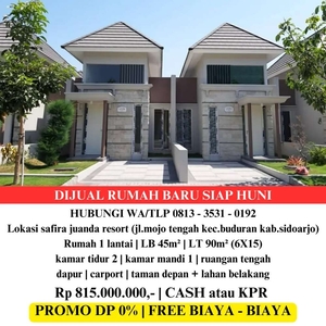 Jual rumah baru siap huni tipe cortona lokasi safira juanda resort sda