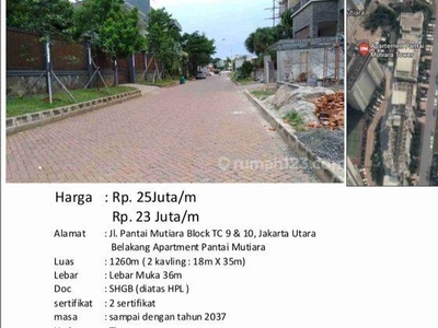 Lahan t1.2602 m2 di Pantai Mutiara Jakarta Utara