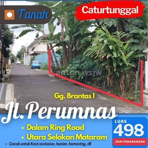 Tanah Jogja Kledokan 150 m ke Jl Perumnas SHM Lt 498 m2 lb 15 m