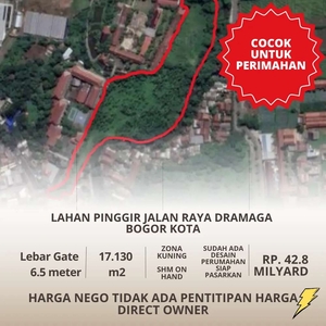 Tanah Lahan Pinggir Jalan Provinsi Dramaga Bogor Kota 1.7 ha dekat ipb