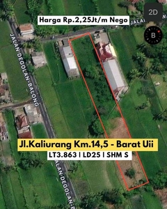Tanah strategis Jl.Kaliurang Km.14,5 Barat Uii, Cocok Kafe, Perum, Kos