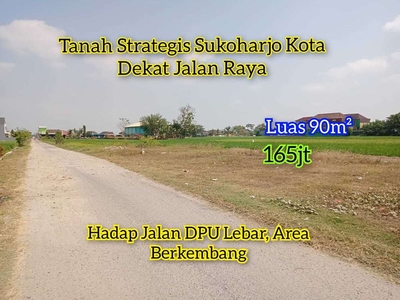 Tanah Strategis Sukoharjo Kota, Harga Terjangkau , Dekat Jalan Raya