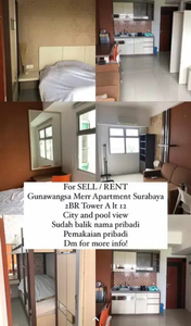 Di jual apartemen 2BR full furnished, Lantai 12