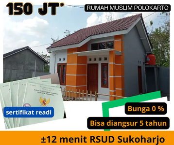 Dijual Rumah 2 kamar tidur di Polokarto Sukoharjo jawa tengah