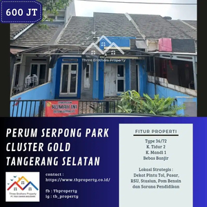 DIJUAL RUMAH DI SERPONG PARK CLUSTER GOLD TANGERANG SELATAN - CESSIE