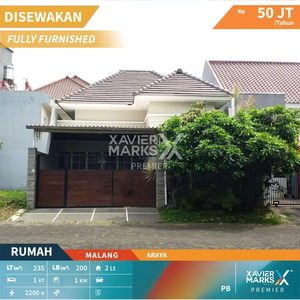 Disewakan Rumah Araya Full Furnish di Malang Row Jalan Lebar