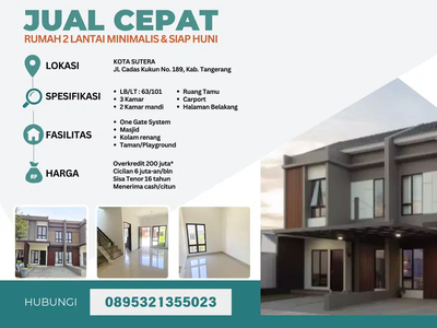 Jual Tanpa Perantara Rumah 2 Lantai Minimalis & Siap Huni Tangerang