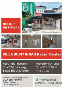 Rumah 1Lantai Siap Huni VILLA BUKIT INDAH Batam Center