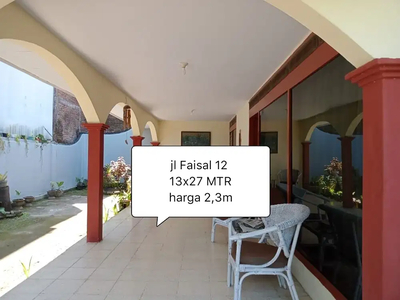 Rumah dijual Murah jl Faisal 12 Uk 13x27 mtr