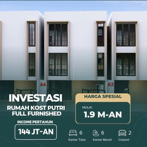 Rumah kost Putri 6 kamar dekat kampus UI Depok