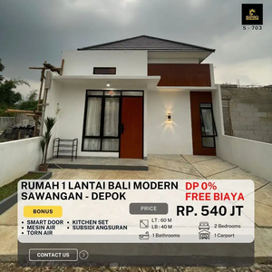 Rumah Murah Konsep Modern Bali Minimalis, strategis di sawangan Depok.