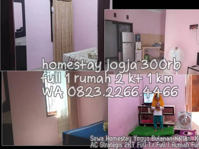 Sewa Homestay Yogya Bulanan Harian Keluarga AC Strategis 2KT Full 1 r